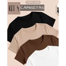 kit 4 Blusa Manga Curta Blusa Feminina de Compressão Camiseta academia dia a dia Básica Suplex