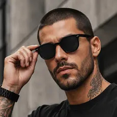 Óculos de Sol Hexagonal Masculino Lentes com Proteção UV400 Acetato