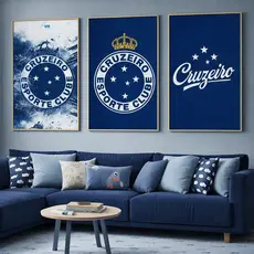 kit 3 Quadro decorativo Cruzeiro Raposa torcedor | Decoração Hall Sala Luxo Moderno Vertical