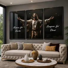 Kit 3 Quadros Religioso Jesus Motivacional Fé Decorativo Sala