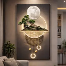 Quadro Decorativo Montanhas e Bonsai 1 Peça Arte Moderna efeito 3d (sem led) NÃO É LUMINÁRIA