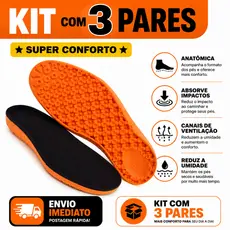 Kit Palmilha Ortopédica 3 Pares Anti-impacto Para Tênis Bota Coturno Sapato Botina Gel Ortopedica Trabalho Caminhada