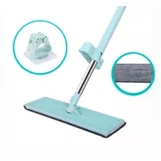 Esfregão Rodo Mop Mágico Inteligente Com Refil FLAT 360° Graus Flexível PUXA E SECA Limpeza Casa Limpa Fácil Microfibra Alto Absorção Acompanha Suporte Parede