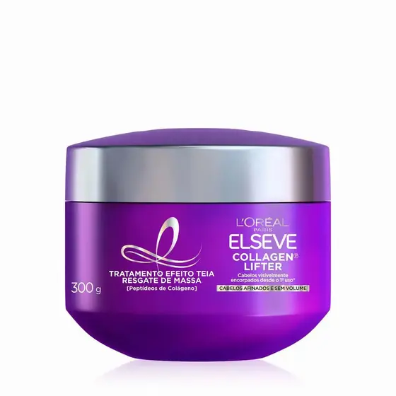 Máscara Elseve Collagen Lifter Efeito Teia Resgate Massa 300g L'Oréal Encorpa Fios Volume 72h Lançamento