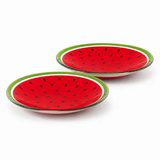 Conjunto 2 Tigela de Vidro Estampa Melancia 16,5 cm tigela decorada Para Salada Fruta Doce Aperitivo Mesa Posta
