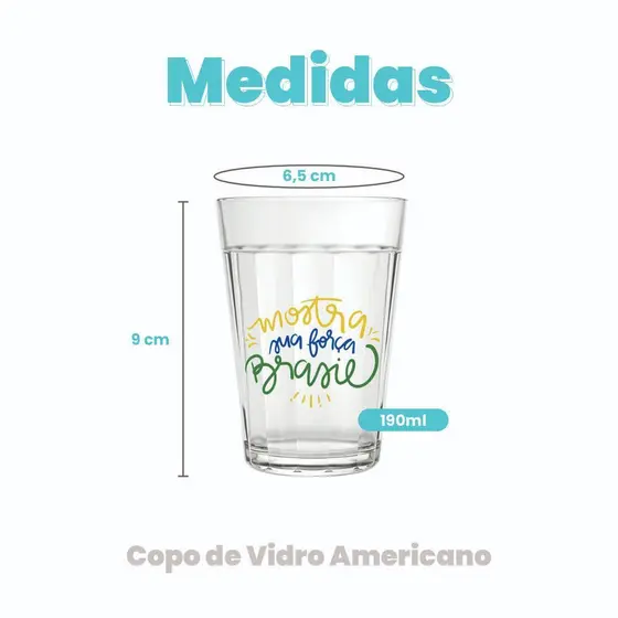 Kit Petisqueira Redonda Bola Vidro e 4 Copos 190ml Copa do Mundo Brasil Petiscos Torcida Brasileira