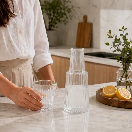 Garrafa Moringa de vidro Transparente 750 ml jarra Para Água Mesa Posta Cozinha e Decoração