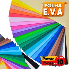 Folha de EVA Liso Color 40x60cm Pacote c/ 10 unidades Espessura: 1.6mm Diversas Cores Vibrantes