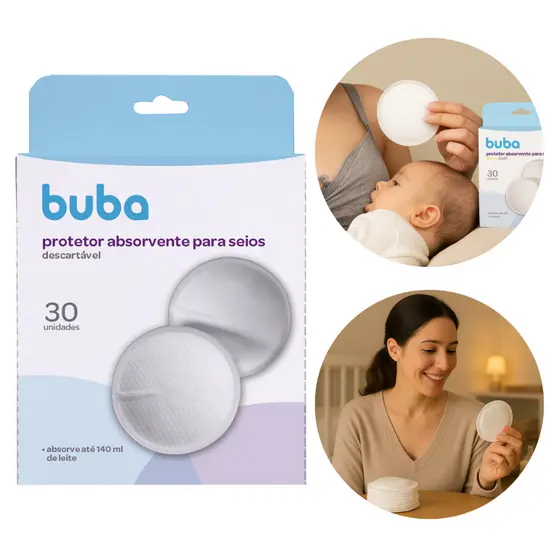 Kit 30 Unidades Protetor Absorvente para Seios Descartável Buba