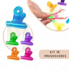 Kit 18 Prendedores Fecha Embalagem de Acrílico Colorido Clip Alimentos
