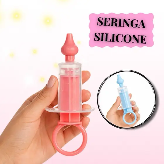 Aspirador Seringa SIlicone Nasal Para Bebê e Pet Higiene Remedio Multiuso Reutlizavel Infantil