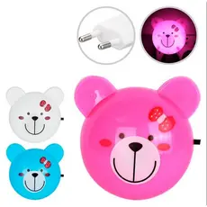 Abajur Luminaria de Tomada de Urso Decoração Infantil Led Quarto Rosa Azul