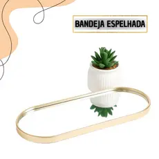 Bandeja Decorativa Organizadora Espelhada Multiuso Oval Banheiro Lavabo Centro de Mesa