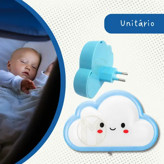 Luminária Abajur Led Quarto Iluminação Infantil Decoração Bebê Azul