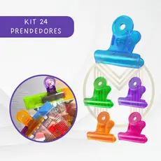 Kit 24 Prendedores Fecha Embalagem de Acrílico Colorido Clip Alimentos