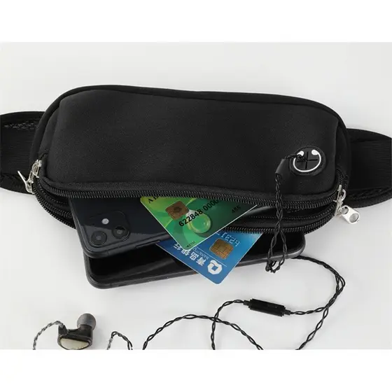 Pochete esportiva multicamadas à prova d'água para atividades, bolsa de cintura para corrida armazenamento multicamadas