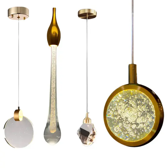 Luminárias Pendentes de Cristal Dourado para Quarto Sala Banheiro Enfeites Decoração Elegante