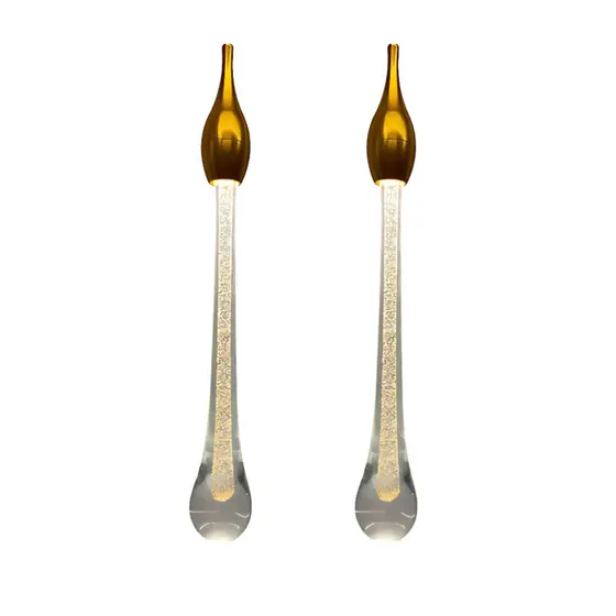 Kit 2 Luminárias Pendentes Gota Cristal Dourado LED 5W 3000K p/ Sala Quarto Cozinha Lustre Decor