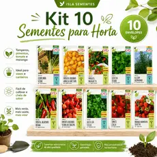 Kit 10 Sementes Para Horta Completa Isla Hortaliças Temperos Pimentas Tomate Morango