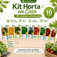 Kit Sementes Horta Caseira 10 Variedades Isla Cebolinha Coentro Alecrim Pimentas Tomate