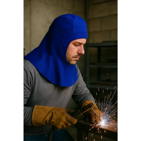 Touca Soldador de Brim 100% Algodão c/ Velcro Azul Royal