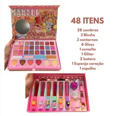 Kit Maleta Maquiagem Paleta Infantil Conjunto De Acessórios Princess Completa Menina Gloss