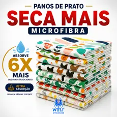 Kit 10 Pano De Prato Estampado Microfibra Grande SECA MAIS