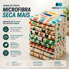 Kit 10 ou 5 Pano De Prato Microfibra SECA MAIS Absorvente
