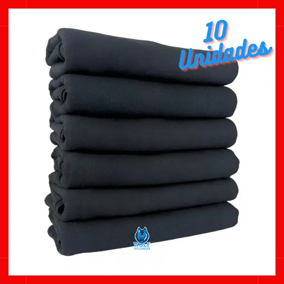 Kit 10 Pano de Prato GRANDE Preto Liso Pé de Galinha - Com Bainha - 100% Algodão