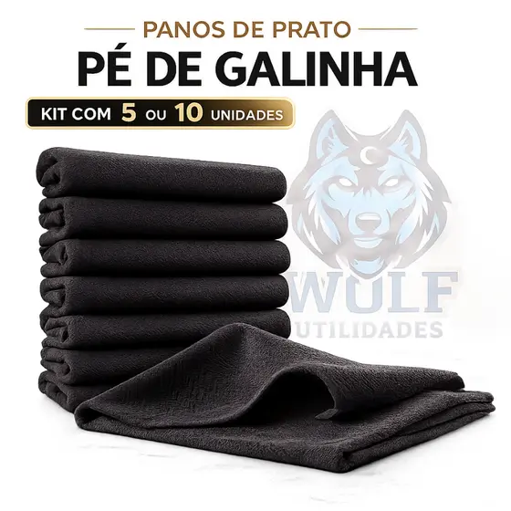 Kit Pano de Prato GRANDE Preto Pé de Galinha
