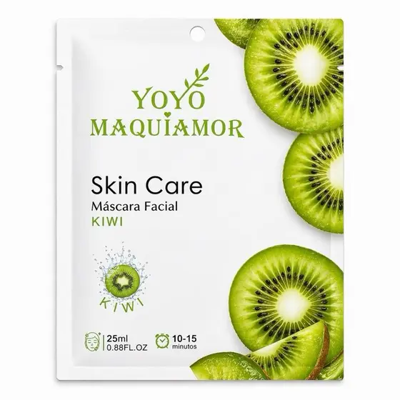 Yoyo Maquiamor Máscara Facial de Kiwi Hidratante Revitalizante Iluminadora Skin Care 25ml para Cuidado da Pele
