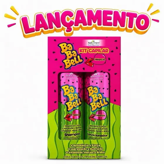 Kit Capilar Ba Ba Bell Melancia – Shampoo + Condicionador | Hidratação, Maciez e Brilho
