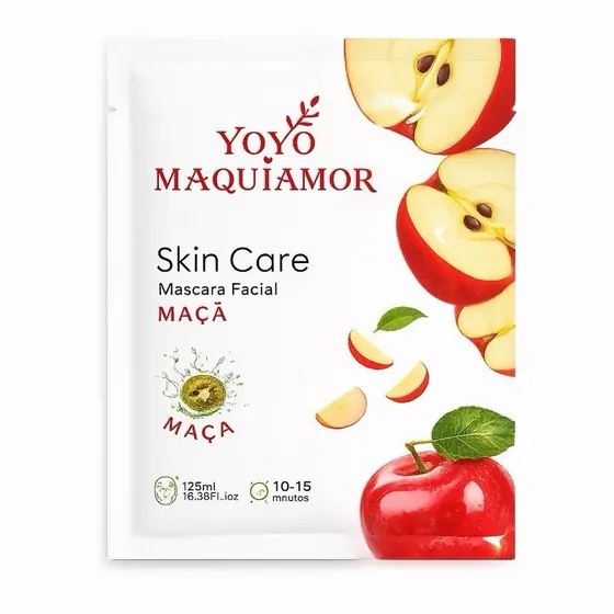 YoYo Maquiamor Máscara Facial de Maçã Hidratante e Iluminadora 125ml Skin Care 10-15 Minutos