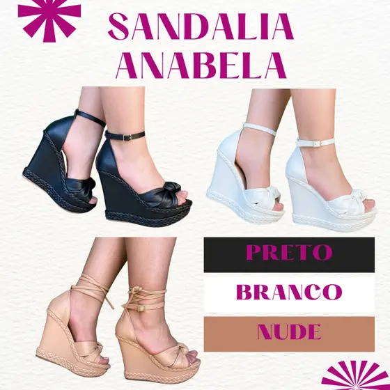 Sandália Anabela salto com amarração