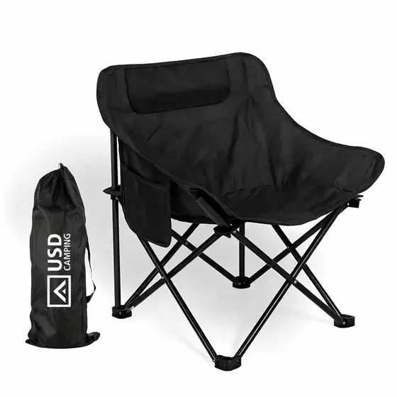 Cadeira De Camping Pesca Praia Resistente Até 120kg C/ Bolsa De Transporte Usd Cor Preto Verde