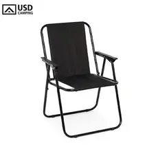 Cadeira De Praia Aço Adulto Jardim Piscina Camping Portátil Reforçada Usd Cor Preto