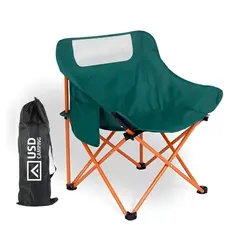 Cadeira De Camping Pesca Praia Resistente Até 120kg C/ Bolsa De Transporte Usd Cor Verde Preta