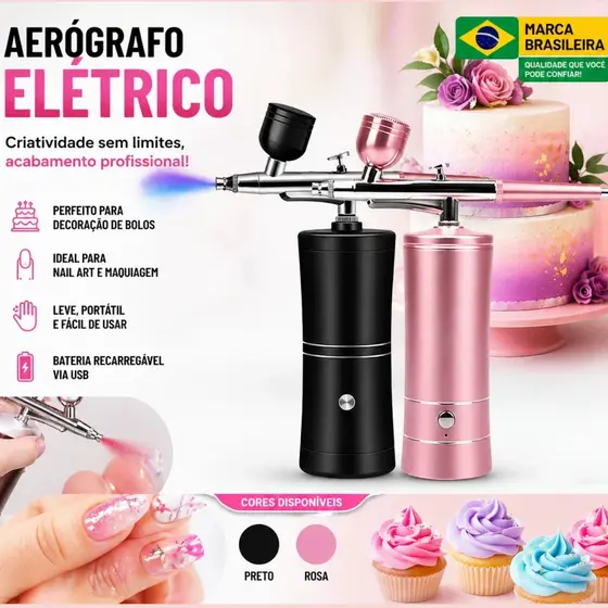 Aerógrafo Portátil com Mini Compressor - Para Unhas, Bolo, Maquiagem, Cabelo