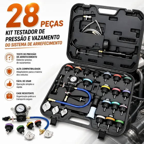 Kit 28/18 Peças Teste de Arrefecimento para Radiador - Universal Vazamento e Pressão