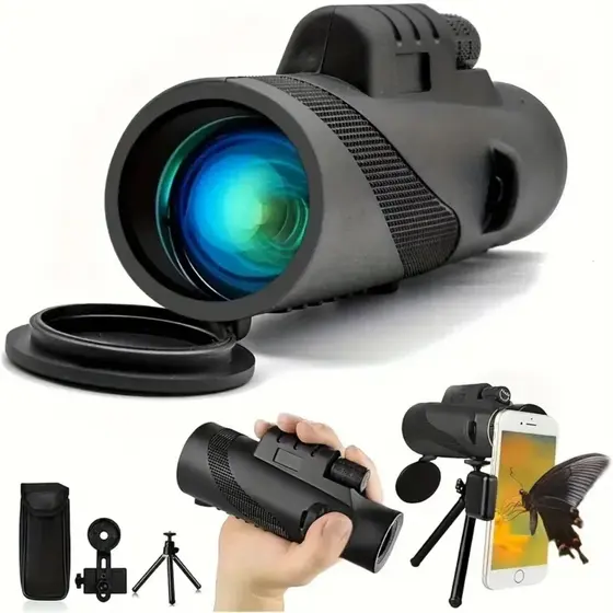 Telescópio HD portátil 40x60 com tripé - celular compatível, adequado para viagens
