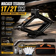 Macaco Sanfona Automotivo 1,5T/2T Universal Kit Completo para Troca de Pneu Carro Emergência