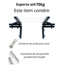 Varal Retrátil Para Apartamento Lavanderia Pequena Até 70kg