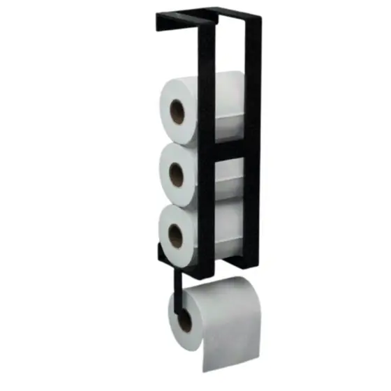 Suporte Porta Papel Higiênico Parede Papeleira Preto Fosco - Metallis