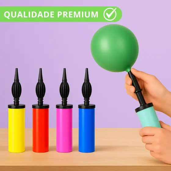Bomba para encher balão Versão Premium – Bomba inflador manual bexiga – Festa decoração