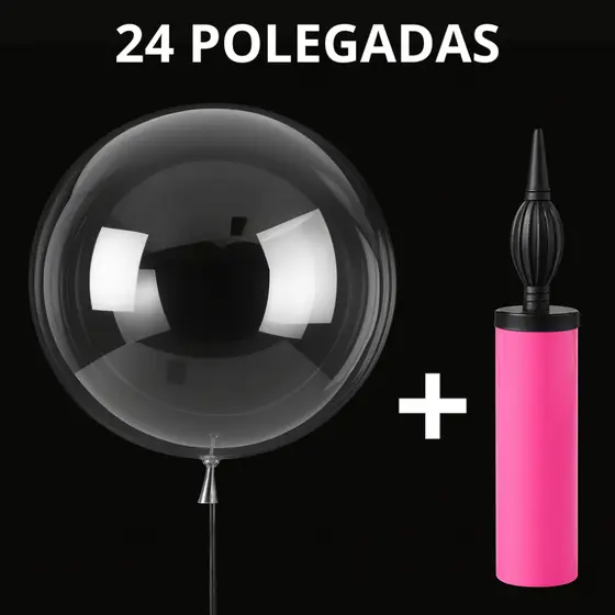 50un Balão Bubble 24 Polegadas + Brinde (Bomba de Ar Manual) – Bobo Transparente Decoração Festa