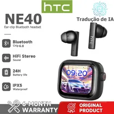 um ano HTC NE40 AI Tradução Tradução em tempo Real TWS Fone de ouvido Bluetooth Bluetooth 6.0 HiFi Qualidade