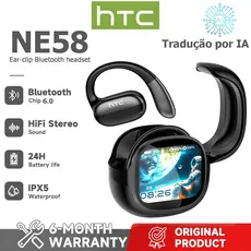 1 ano de HTC NE58 AI Tradução Fone de ouvido com tela HD Tradução em tempo Real TWS Fone de ouvido Bluetooth Bl