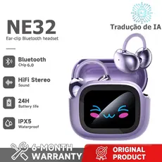 NE32 AI Tradução Headset Tradução em tempo Real TWS Fone de ouvido Bluetooth Bluetooth 6.0 HiFi Qualidade de som IPX
