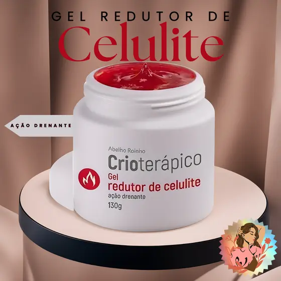 Gel Redutor de Celulite Ação Drenante Crioterápico 130g Abelha Rainha