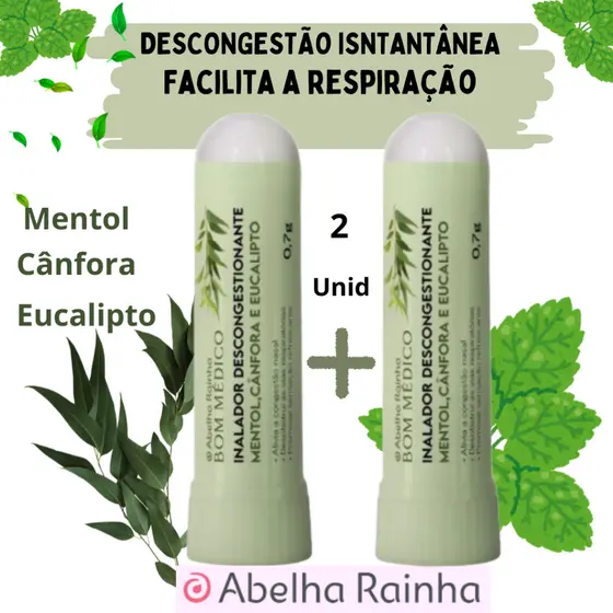 kit Descongestionante Mentol  Inalador 0,7g Bom Medico Abelha Rainha  Com  2 Unidades